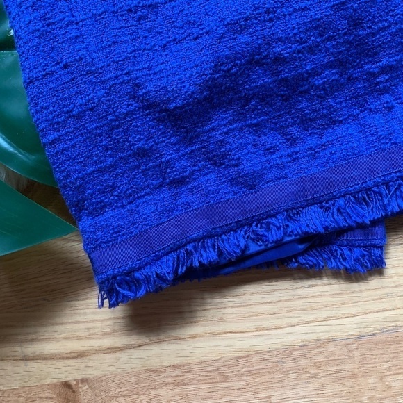 J. Crew Tweed Fringe Pencil Skirt Azure Blue 2 - Picture 3 of 7